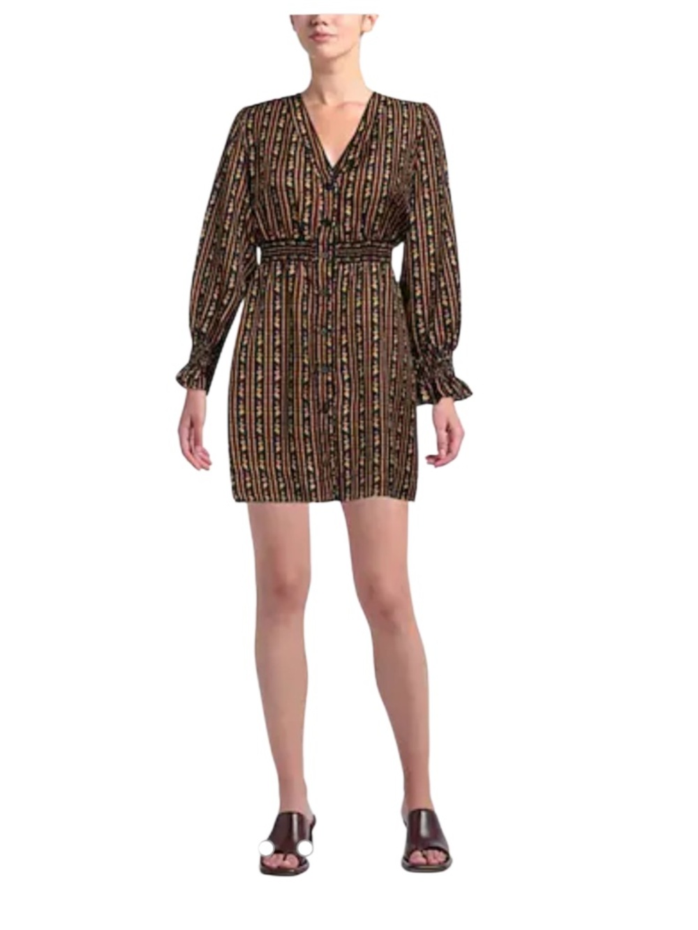 SANDRO Karma Floral-print silk- mini dress florals button up Size 34/ US 2 NWT - Picture 4 of 13